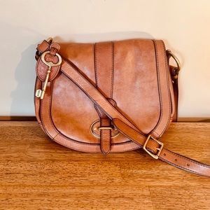 Fossil Brown Leather Crossbody